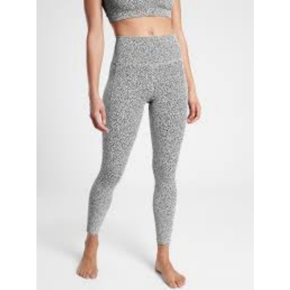 Athleta Black & White Leopard Print Mid Rise 2 Pocket Activewear Leggings XSP